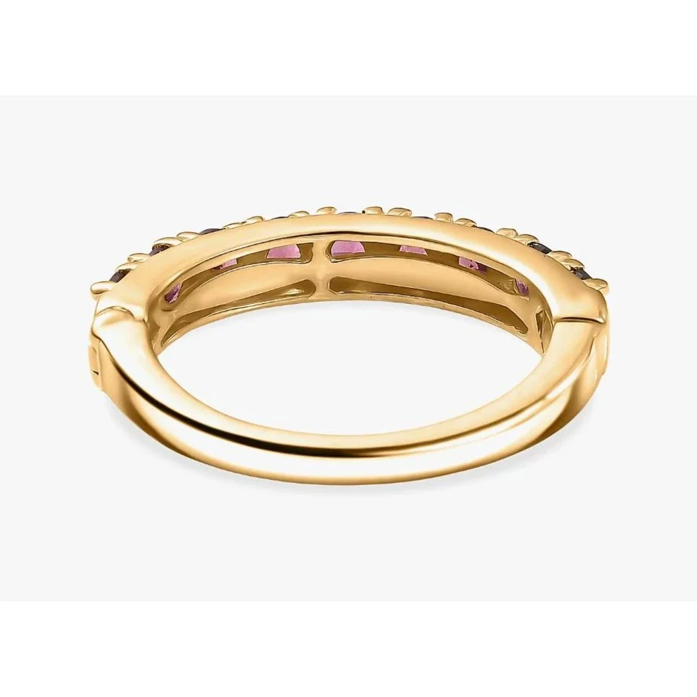 EverTrue Premium Orissa Rhodolite Garnet 1.50 ctw Band Ring in 18K YG Plated